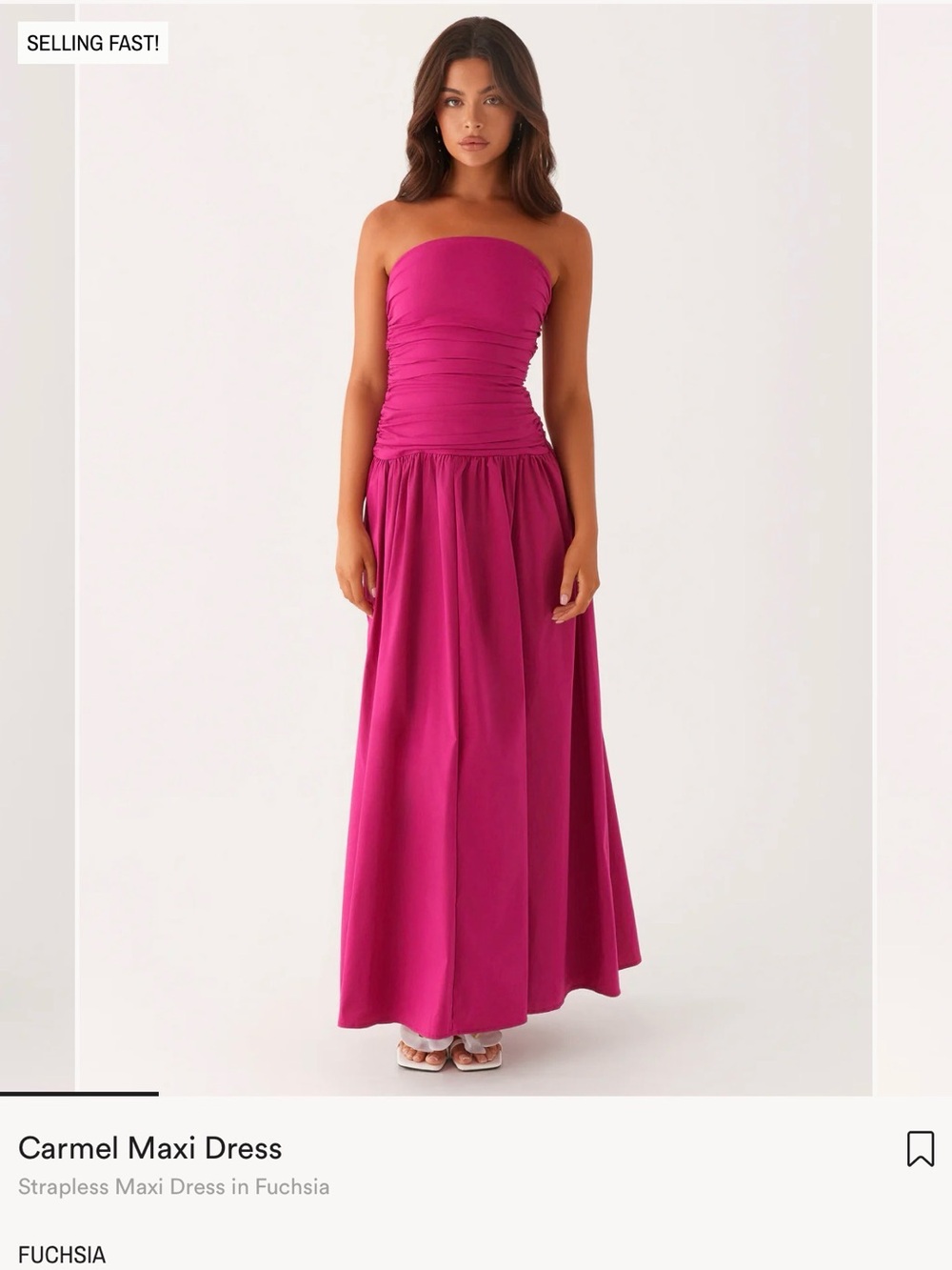 Peppermayo Carmel Strapless Maxi Dress in fuschia